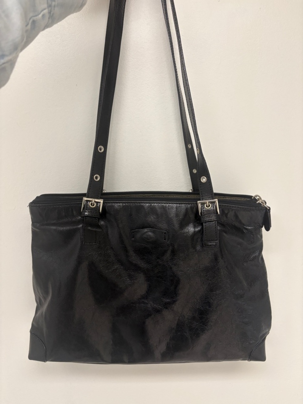 The Trend Italian Patent Leather Tote Handbag Black